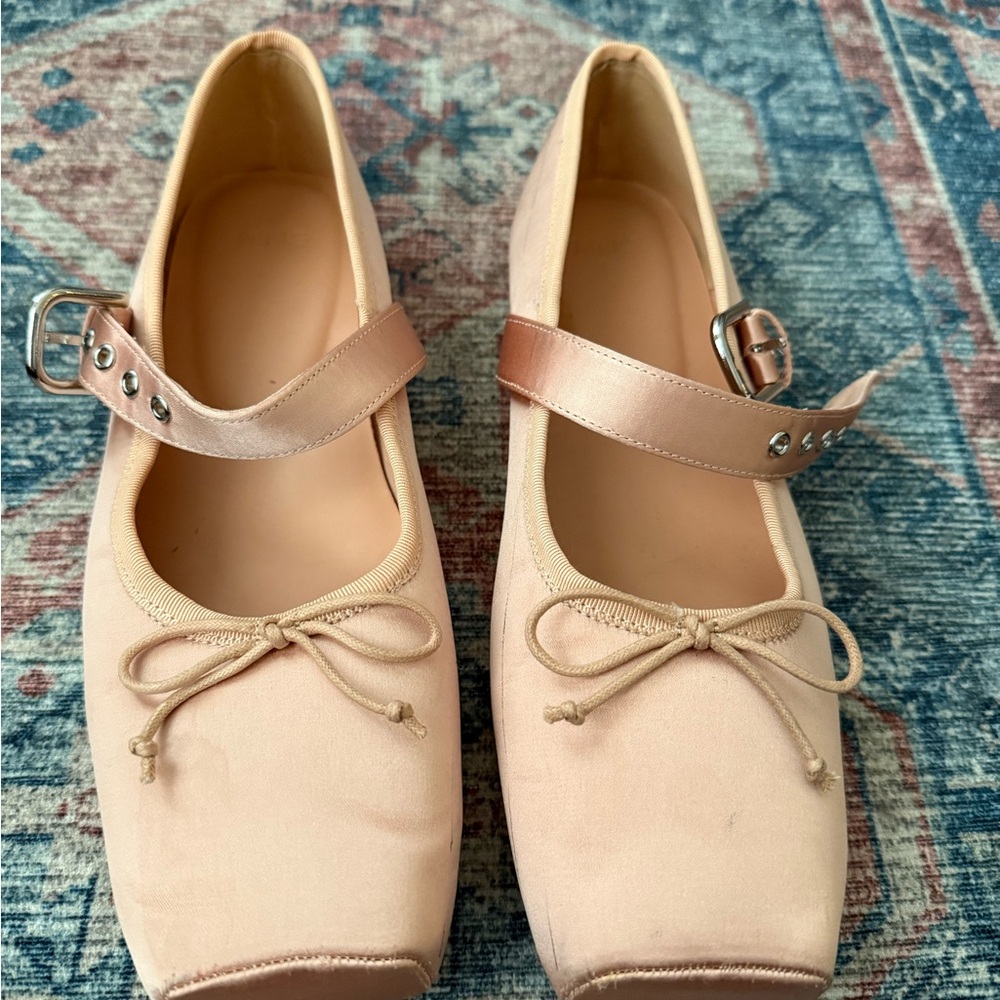 Mango Pink Flats with Bow Detail - very stylish